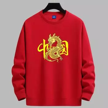 Natal свитер с круглым вырезом свободный мужской и женский красный бархатный праздничный свитер в национальном стиле M