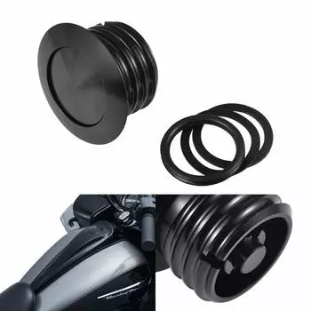 NATGIC Flash Pop Up Gas Cap Black Screw-in Gas Cap Vented Flush Fuel Tank Harley David-son Regular Thread Black (1982-2010), 1 Pack