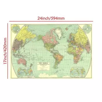 National Geographic - Карта мира (1932 год),Плакат Настенный Гобелен, Кабинет, Географический, Туристический/Образовательный Инструмент, Декор Комнаты 59*42cm