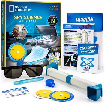 NATIONAL GEOGRAPHIC Spy Science Kit Kids Spy Activity Выполните 10 секретных шпионских миссий с помощью шпионских гаджетов для детей и Spy Kids Detective Science Kit для