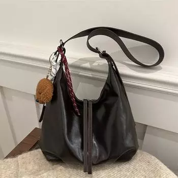 National Lazy Wind Large Capacity Tote Bag 2025 New Simple Shoulder Solid Color Underarm Bag