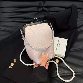 National Style New Chinese Embroidery Bag Women 2025 New Summer All-Match Chain Messenger Bag Exquisite Mini Coin Purse Pink