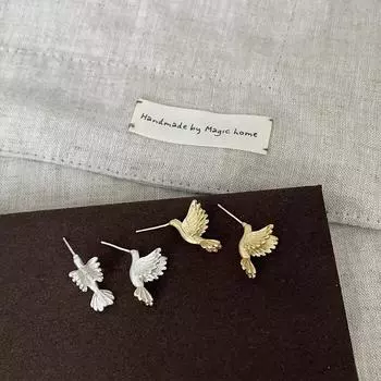 National Style New Chinese Style Gargle Golden Bird Metal Stud Earrings Women S Retro Exquisite Elegance Personalized Fashion Versatile Earrings