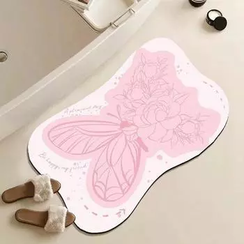 National Wind Butterfly Diatom Mud Подушка для унитаза, впитывающий коврик для ног, быстросохнущий коврик для входа в туалет 40 * 60CM