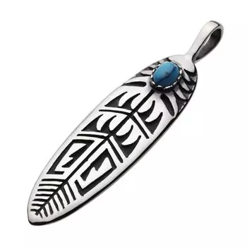Native Feather Pendant Turquoise fp0484 [Figmart] [Silver Accessory]