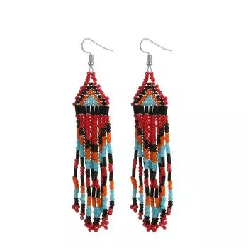 Native Style Tassel Drop Earrings Bohemian Tiny Beads Jewelry Handmade Dangle Drop Earrings Beach style 6