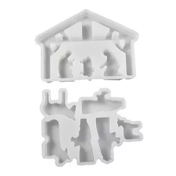 Nativity Set DIY Silicone Mold Christmas Ornament Decoration 3D Holy Religion Nativity Silicone Candle Mold Table Ornament Mold