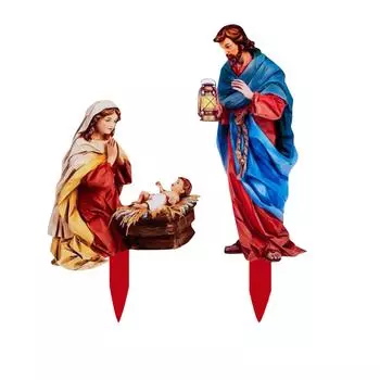 Nativity Yard Stakes Christmas Garden Stakes Acrylic Flat Ornaments for Outdoor Garden Yard 35cm*28cm*2cm