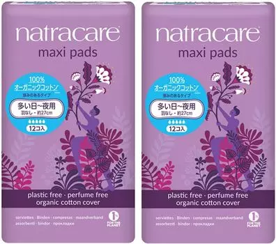 Natracare гигиенические салфетки органические Maxi Pad Super Frequent день-ночь перья 12 шт NC3031 набор из 2 шт использование/нет