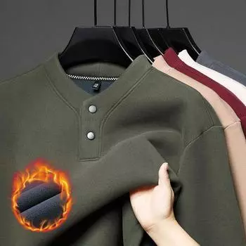 Natura China Big Red Long-Sleeved Autumn And Winter Velvet Thickened High-End Sweater Men S Polo Shirt M