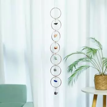 Natural 7 Chakela Stone Crystal Gemstone Wall Decor Hanging Ornament Tree Of Life Wall Hanger Tumbled Gemstones Decorations