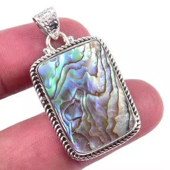 Natural Abalone Shell Gemstone 925 Solid Sterling Silver Gift Pendant 1.50 H4O67