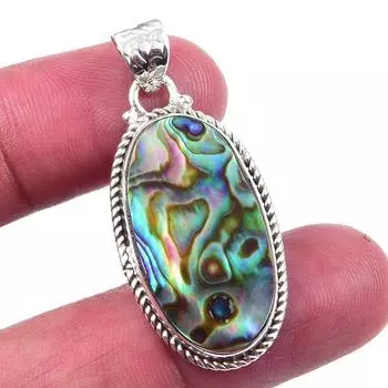 Natural Abalone Shell Gemstone 925 Solid Sterling Silver Gift Pendant 1.50 a6S12