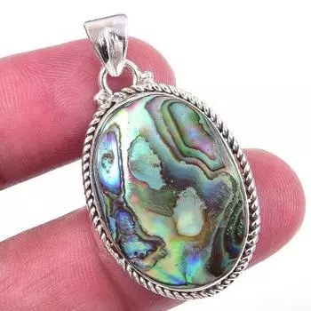 Natural Abalone Shell Gemstone 925 Solid Sterling Silver Gift Pendant 1.50 Q4m32