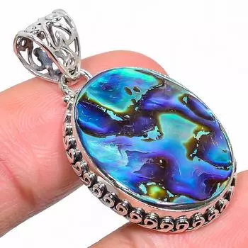 Natural Abalone Shell Gemstone 925 Solid Sterling Silver Gift Pendant 1.58 M3M71
