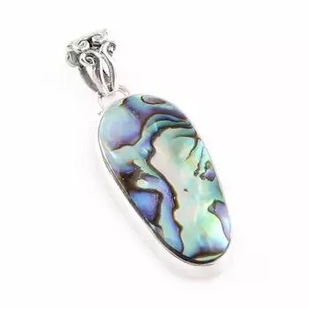 Natural Abalone Shell Gemstone 925 Solid Sterling Silver Gift Pendant 1.6 l6u25
