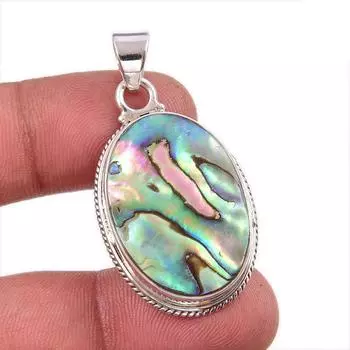 Natural Abalone Shell Gemstone 925 Solid Sterling Silver Gift Pendant 1.75 U0n64