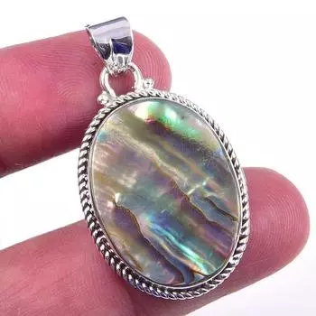 Natural Abalone Shell Gemstone 925 Solid Sterling Silver Gift Pendant 1.50 a0s43