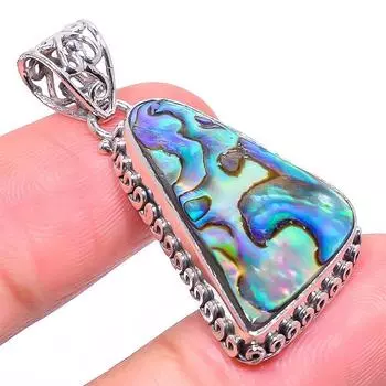 Natural Abalone Shell Gemstone 925 Solid Sterling Silver Gift Pendant 1.62 D1o90