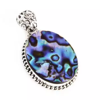 Natural Abalone Shell Gemstone 925 Solid Sterling Silver Gift Pendant 1.8 O7s01