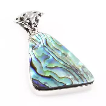 Natural Abalone Shell Gemstone 925 Solid Sterling Silver Gift Pendant 1.5 k8h90