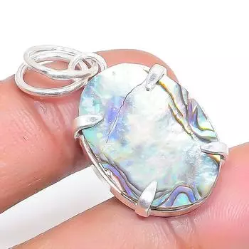 Natural Abalone Shell Gemstone 925 Sterling Silver Jewelry Pendant 1.46 b5K42