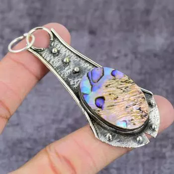 Natural Abalone Shell Gemstone 925 Sterling Silver Gift Pendant 2.89 Y8H52