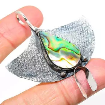 Natural Abalone Shell Gemstone 925 Sterling Silver Gift Pendant 2.56 N3d02