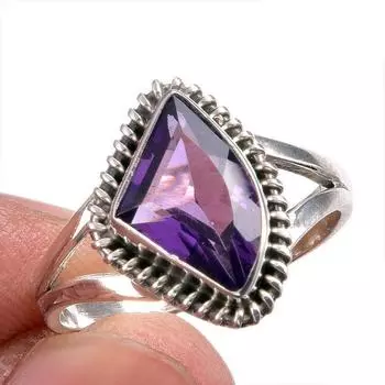 Natural African Amethyst Gemstone 925 Solid Silver Jewelry Ring Size 8.5 c0q02