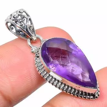 Natural African Amethyst Gemstone 925 Solid Sterling Silver Pendant 1.50 Y3J89