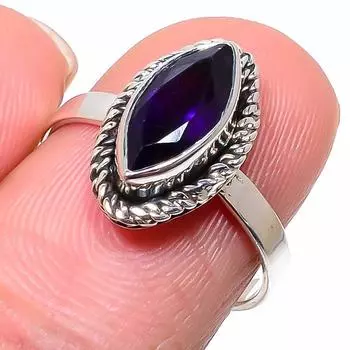Natural African Amethyst Gemstone 925 Solid Sterling Silver Gift Ring S.8 N0V35