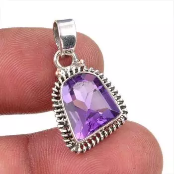 Natural African Amethyst Gemstone 925 Solid Sterling Silver Gift Pendant 1 h2s43