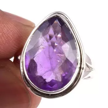 Natural African Amethyst Gemstone 925 Solid Sterling Silver Gift Ring S.7 e9v79