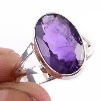 Natural African Amethyst Gemstone 925 Solid Sterling Silver Gift Ring S.7 k6D72