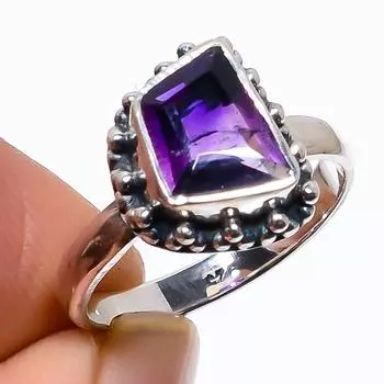 Natural African Amethyst Gemstone 925 Solid Sterling Silver Gift Ring S.7 U1b21
