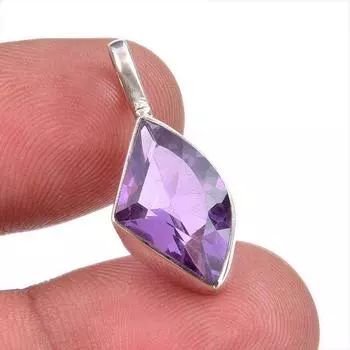 Natural African Amethyst Gemstone 925 Solid Sterling Silver Gift Pendant 1 L5w12