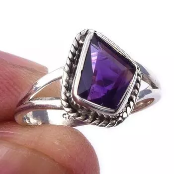 Natural African Amethyst Gemstone 925 Solid Sterling Silver Gift Ring S.6 b1J99