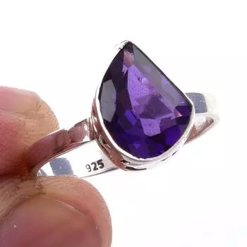Natural African Amethyst Gemstone 925 Solid Sterling Silver Gift Ring S.9 s2k09