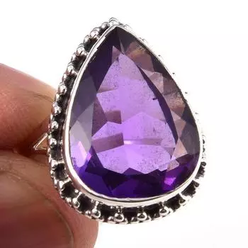 Natural African Amethyst Gemstone 925 Solid Sterling Silver Gift Ring S.9 B0a70