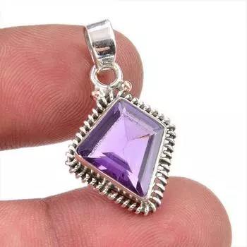 Natural African Amethyst Gemstone 925 Solid Sterling Silver Pendant 1.25 J2o85