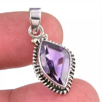 Natural African Amethyst Gemstone 925 Solid Sterling Silver Gift Pendant 1 e2m50