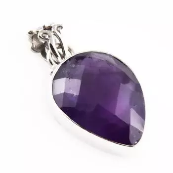 Natural African Amethyst Gemstone 925 Solid Sterling Silver Pendant 1.3 D6p02