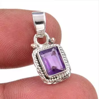 Natural African Amethyst Gemstone 925 Solid Sterling Silver Gift Pendant 1 N6i08