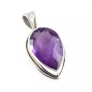 Natural African Amethyst Gemstone 925 Solid Sterling Silver Pendant 1.2 f4y70