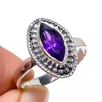 Natural African Amethyst Gemstone Handmade 925 Solid Silver Gift Ring S.8 S9i64