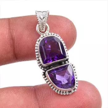 Natural African Amethyst Gemstone Handmade 925 Solid Silver Pendant 1.50 u3G66