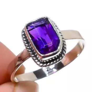 Natural African Amethyst Gemstone Handmade 925 Solid Silver Gift Ring S.9 Q1s71