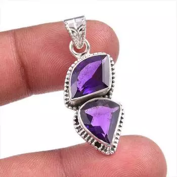 Natural African Amethyst Gemstone Handmade 925 Solid Silver Pendant 1.50 i1f66