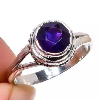 Natural African Amethyst Gemstone Handmade 925 Solid Silver Gift Ring S.9 l2S45
