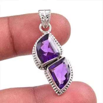 Natural African Amethyst Gemstone Handmade 925 Solid Silver Pendant 1.50 Y5w56